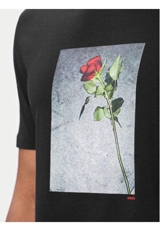 Hugo - HUGO T-Shirt Durose 50564130 Czarny Regular Fit. Kolor: czarny. Materiał: bawełna