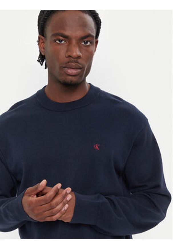 Calvin Klein Jeans Sweter LV04RC309G Granatowy Regular Fit. Kolor: niebieski. Materiał: bawełna