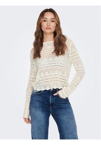 JDY Sweter Sun Lay 15287384 Écru Regular Fit. Materiał: syntetyk