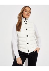 MONCLER - Biała kurtka z wełnianymi rękawami. Kolor: biały. Materiał: wełna. Wzór: aplikacja