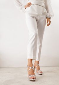 Born2be - Srebrne Eleganckie Sandały VICES na Szpilce z Przeplatanymi Paskami Adreviana. Okazja: na komunię, na wesele, na ślub cywilny, na imprezę. Zapięcie: pasek. Kolor: srebrny. Materiał: satyna. Wzór: paski. Obcas: na szpilce. Styl: elegancki #3