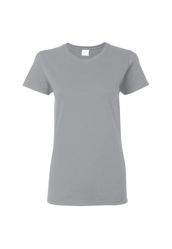 GILDAN - Damska Koszulka T-shirt Krótki Rękaw Top. Kolor: szary. Długość rękawa: krótki rękaw. Długość: krótkie. Sport: turystyka piesza