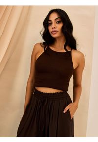 Sinsay - Top bez rękawów - brązowy. Kolor: brązowy. Długość rękawa: bez rękawów #1