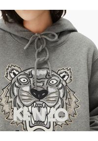 Kenzo - KENZO - Szara bluza z kapturem Tiger. Typ kołnierza: kaptur. Kolor: szary. Materiał: bawełna. Długość rękawa: długi rękaw. Długość: długie