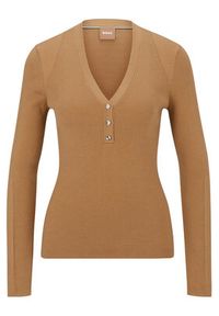 BOSS - Boss Sweter 50493904 Brązowy Slim Fit. Kolor: brązowy. Materiał: syntetyk #3