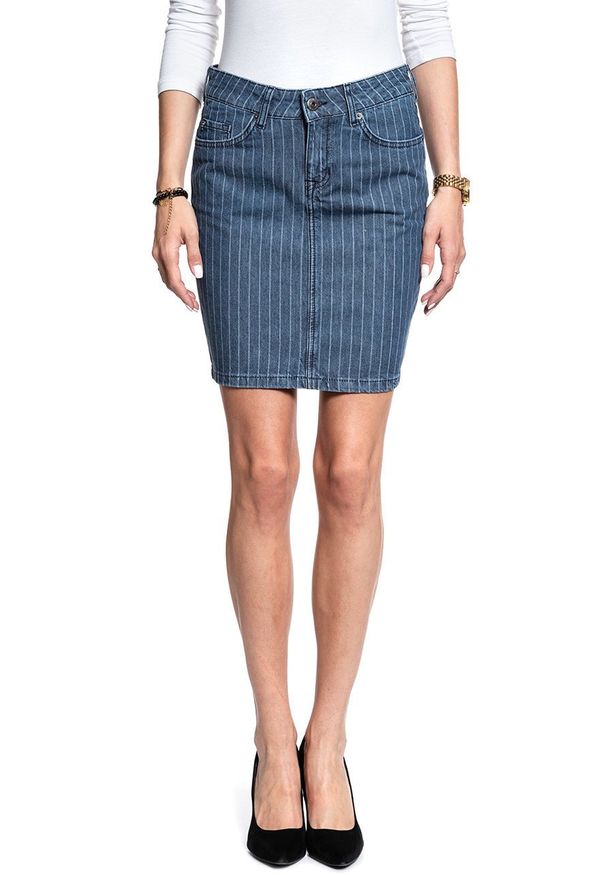 Mustang - SPÓDNICA JEANSOWA MUSTANG Laura Skirt 1008131 5000 880. Materiał: jeans. Wzór: paski