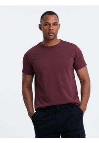 Ombre Clothing - Zestaw koszulek bawełnianych BASIC 3-pak - mix V20. Kolor: czerwony. Materiał: bawełna. Wzór: melanż, jednolity. Sezon: lato. Styl: klasyczny #4