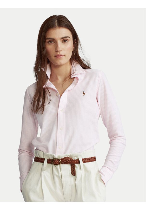 Polo Ralph Lauren Koszula Oxford 211664416 Różowy Slim Fit. Typ kołnierza: polo. Kolor: różowy. Materiał: bawełna