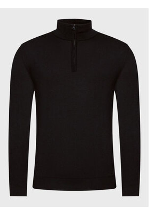 Hugo Sweter San Quirin-M 50474175 Czarny Regular Fit. Kolor: czarny. Materiał: wełna