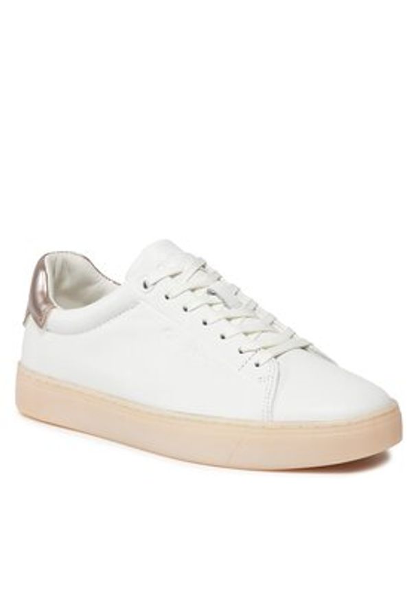 Calvin Klein Sneakersy Cupsole Lace Up Pearl HW0HW01897 Biały. Kolor: biały. Materiał: skóra