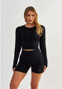 BESHAPED - Longsleeve fitness damski Beshaped Power Up! bezszwowy. Kolor: czarny. Materiał: nylon. Sport: fitness