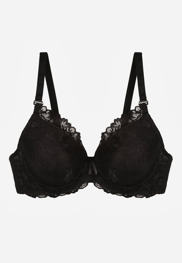 Renee - Czarny Koronkowy Biustonosz w Klasycznym Stylu Coralee. Kolor: czarny. Materiał: koronka. Wzór: aplikacja, gładki