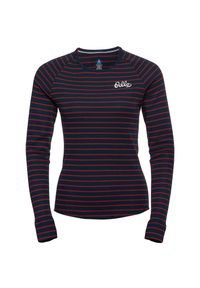 Odlo - Longsleeve termoaktywny damski ODLO Warm Originals Stripes Bl Top Crew Neck. Kolor: czerwony. Długość rękawa: długi rękaw #1