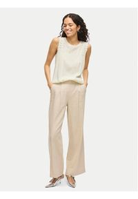 Vila Bluzka Pernillu 14105237 Beżowy Loose Fit. Kolor: beżowy. Materiał: wiskoza #6