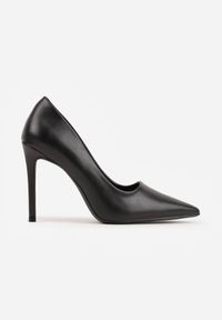 Renee - Czarne Minimalistyczne Szpilki VICES o Klasycznym Fasonie Saphosa. Kolor: czarny. Materiał: satyna. Obcas: na szpilce. Styl: klasyczny. Wysokość obcasa: średni #6