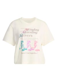 Adidas - Koszulka Lesmills Movers Graphic. Kolor: biały. Materiał: dzianina. Wzór: nadruk. Sport: fitness #2