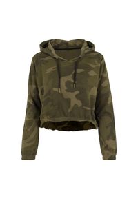 BUILD YOUR BRAND - Damska Bluza Z Kapturem Camo. Typ kołnierza: kaptur. Kolor: zielony