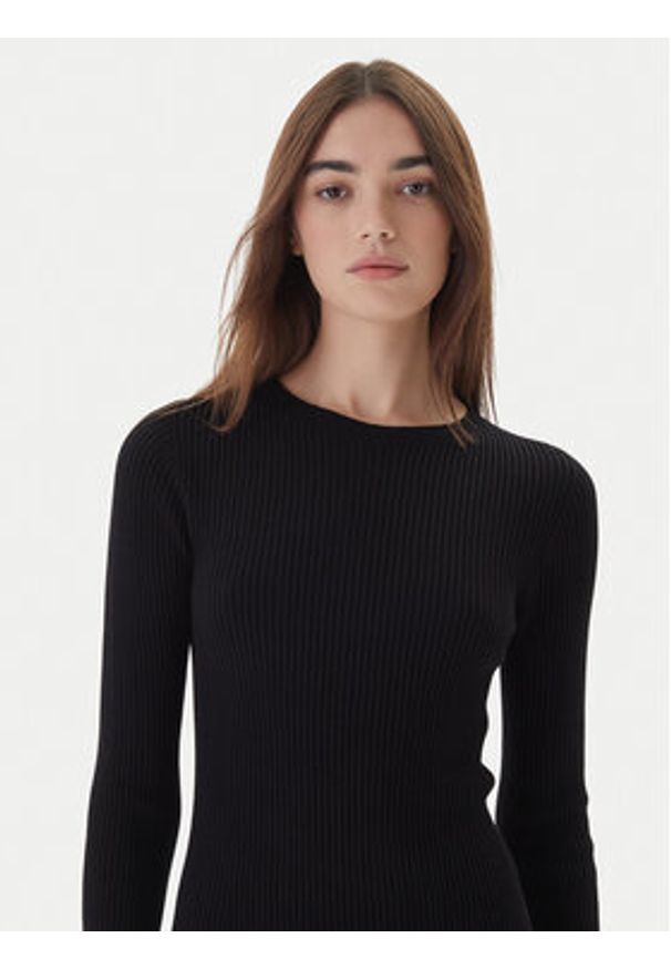 Kontatto Sukienka dzianinowa 3M0819C Czarny Slim Fit. Kolor: czarny. Materiał: wiskoza, syntetyk