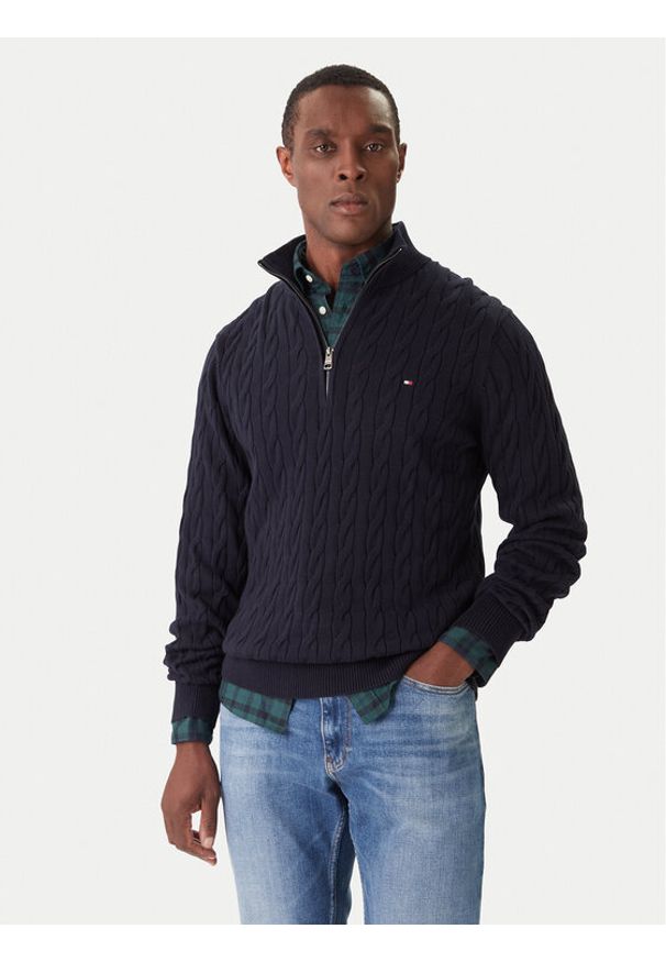 TOMMY HILFIGER - Tommy Hilfiger Sweter Classic MW0MW36532 Granatowy Regular Fit. Kolor: niebieski. Materiał: bawełna