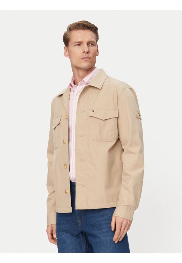 TOMMY HILFIGER - Tommy Hilfiger Kurtka przejściowa MW0MW38712 Beżowy jasny Regular Fit. Kolor: beżowy. Materiał: bawełna
