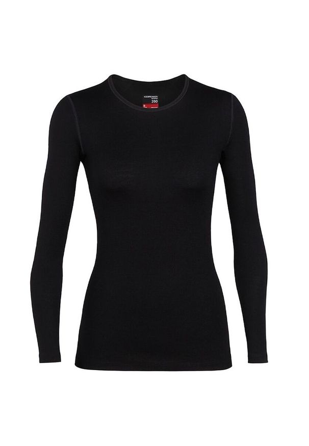 Koszulka Icebreaker Merino 260 Tech Long Sleeve Crewe Thermal Top 1043870011 - czarna. Kolor: czarny. Materiał: wełna, materiał. Długość rękawa: długi rękaw. Długość: długie