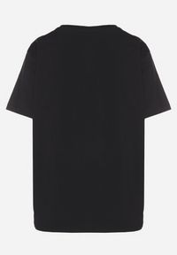 Born2be - Czarny T-shirt z Bawełny z Aplikacją z Cyrkoniami Deraine. Okazja: na co dzień. Kolor: czarny. Materiał: bawełna. Wzór: aplikacja. Styl: klasyczny, elegancki, casual #3
