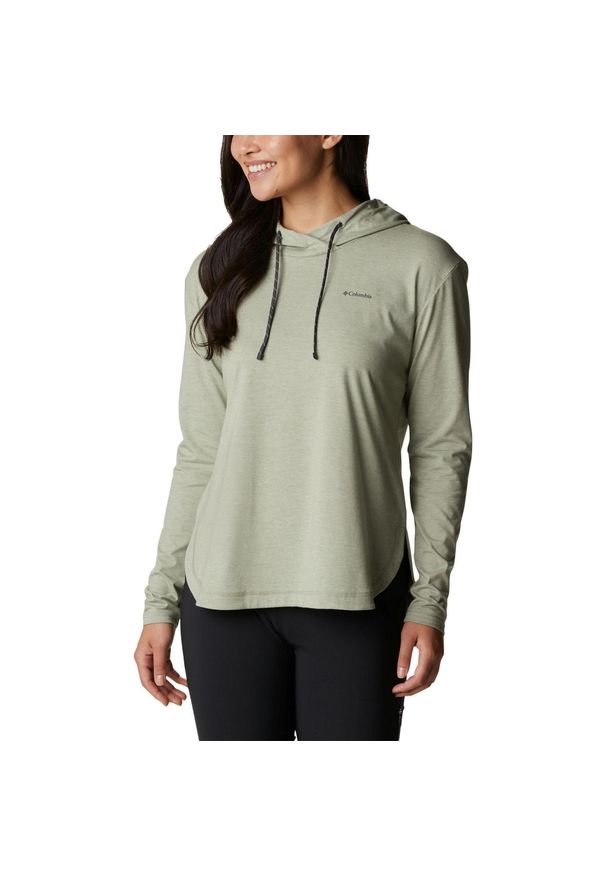columbia - Bluza damska Columbia Sun Trek z kapturem. Typ kołnierza: kaptur. Kolor: szary. Materiał: bawełna, poliester, elastan. Sezon: lato. Sport: kolarstwo
