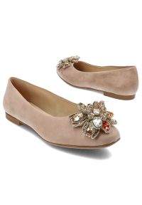 Beżowe Baleriny Armodo Wygodne Obuwie Damskie. Kolor: beżowy. Materiał: zamsz. Styl: klasyczny, elegancki #3