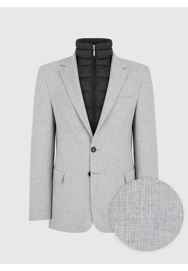 Pako Lorente - PAKO LORENTE – Szara marynarka męska z odpinaną podpinką. Kolor: szary. Materiał: poliester, wiskoza, elastan, poliamid, wełna