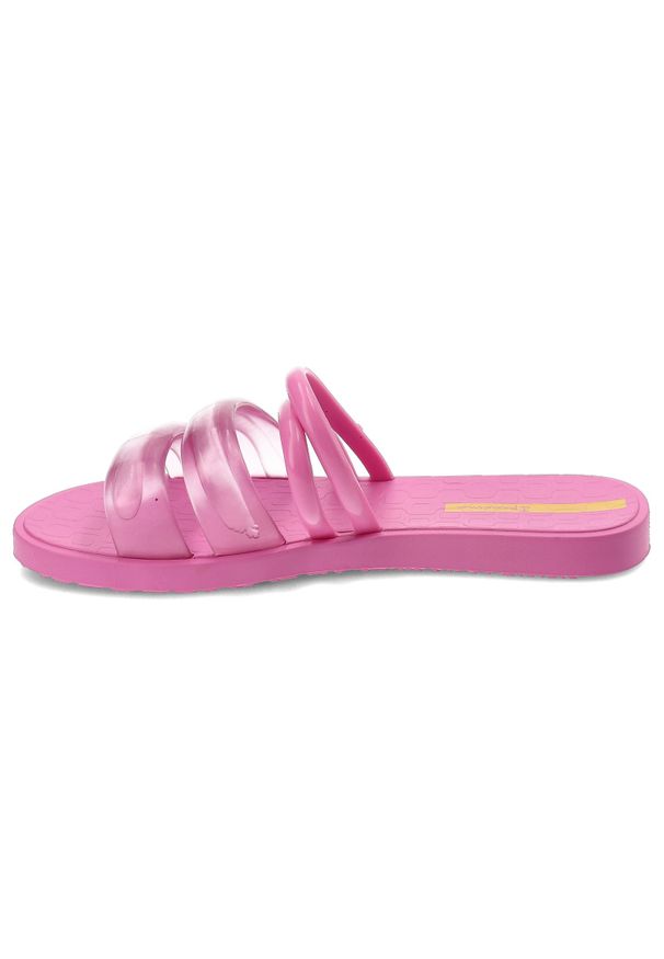 Różowe Klapki Ipanema Płaskie Obuwie Damskie. Okazja: na co dzień, na plażę. Kolor: różowy. Materiał: syntetyk, materiał. Wzór: paski. Sezon: lato. Styl: casual, elegancki