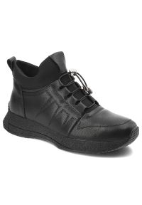 Czarne Wygodne Botki Artiker Obuwie Damskie Zapinane Na Suwak. Okazja: na co dzień. Kolor: czarny. Materiał: skóra. Styl: casual