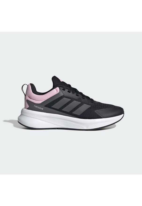 Adidas - Buty dla dzieci Fortarun 4.0. Okazja: na uczelnię. Kolor: czarny, szary, różowy, wielokolorowy. Sport: joga i pilates