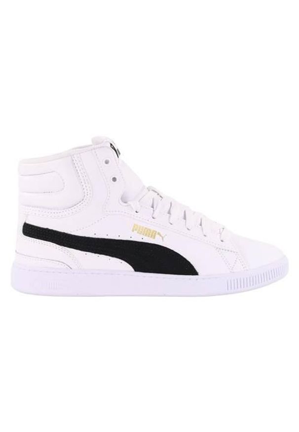 Buty do chodzenia dla dzieci Puma Vikky V3 Mid. Wysokość cholewki: za kostkę. Zapięcie: sznurówki. Kolor: biały. Materiał: materiał, skóra, syntetyk. Szerokość cholewki: normalna. Model: Puma Vikky. Sport: turystyka piesza