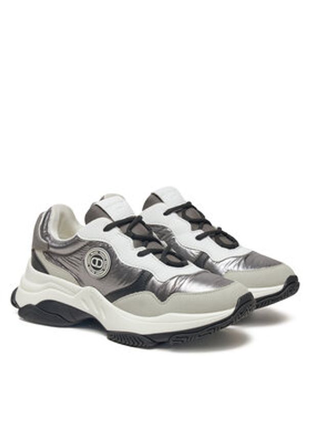 TwinSet - TWINSET Sneakersy 242TGT18C Srebrny. Kolor: srebrny. Materiał: skóra