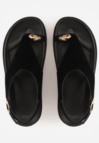 Born2be - Czarne Sandały w Typie Japonek z Imitacji Zamszu ze Sprzączką Arieslyn. Okazja: na co dzień. Zapięcie: sprzączka. Kolor: czarny. Materiał: zamsz. Styl: casual #5