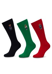 Zestaw 3 par wysokich skarpet męskich Polo Ralph Lauren. Wzór: kolorowy