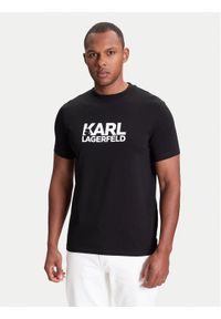 Karl Lagerfeld - KARL LAGERFELD T-Shirt 755087 553235 Czarny Regular Fit. Typ kołnierza: dekolt w karo. Kolor: czarny. Materiał: bawełna #1