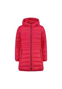 Kurtka z kapturem dla dziewczynki CMP. Typ kołnierza: kaptur. Kolor: czerwony. Materiał: puch. Sport: turystyka piesza #1