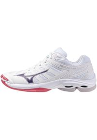 Damskie buty halowe Mizuno Wave Voltage. Kolor: niebieski, biały, wielokolorowy. Model: Mizuno Wave. Sport: siatkówka