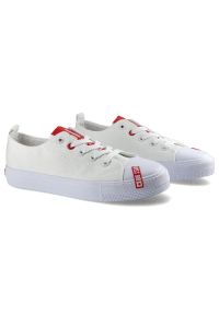 Big-Star - Białe Trampki Big Star Damskie Modne Półbuty. Okazja: na spacer, na co dzień. Zapięcie: sznurówki. Kolor: biały. Materiał: guma, materiał. Szerokość cholewki: normalna. Styl: casual #2