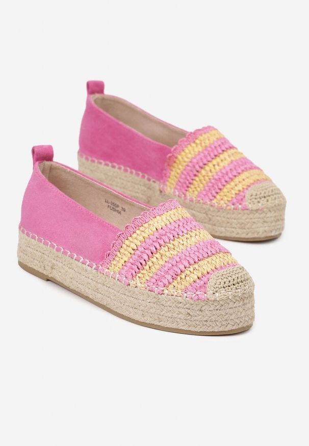 Born2be - Fuksjowe Espadryle na Grubej Plecionej Podeszwie Leline. Okazja: na co dzień. Kolor: różowy. Styl: casual