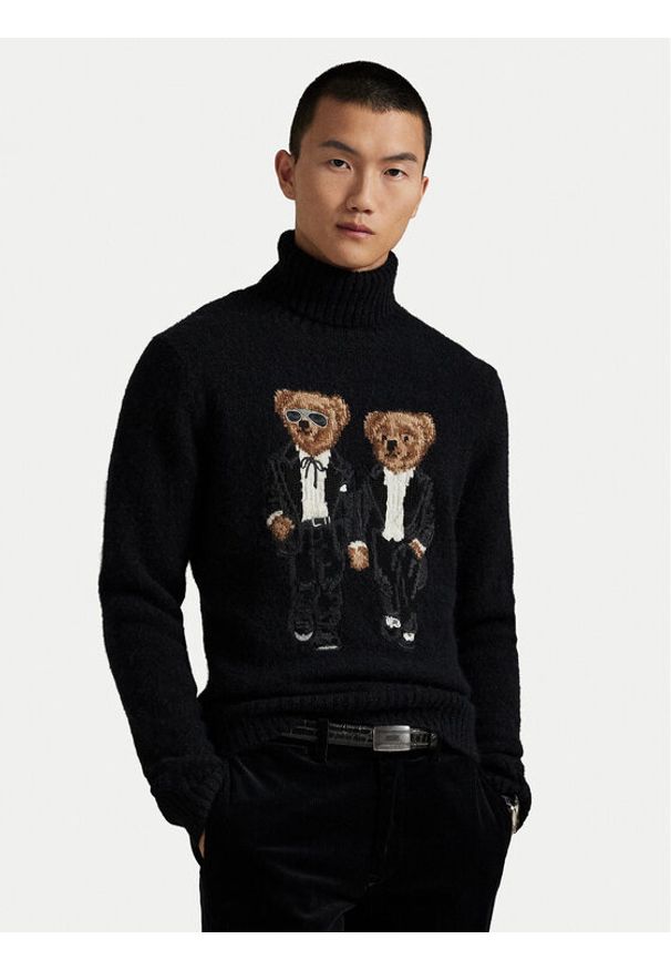 Polo Ralph Lauren Golf 710982141001 Czarny Regular Fit. Typ kołnierza: golf, polo. Kolor: czarny. Materiał: wełna