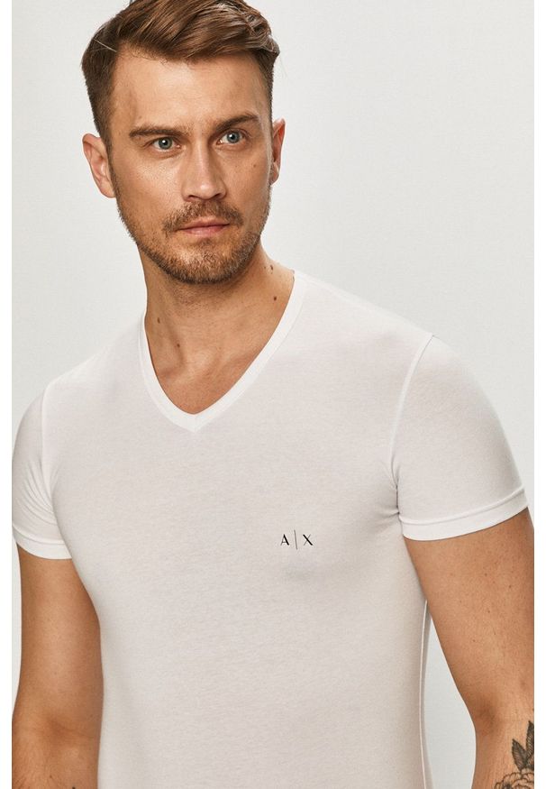 Armani Exchange - T-shirt (2-pack). Okazja: na co dzień. Kolor: czarny. Materiał: dzianina. Wzór: gładki. Styl: casual