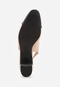 Renee - Beżowe Sandały na Słupku Slingback Ozdobione Paskiem Divolia. Zapięcie: pasek. Kolor: beżowy. Wzór: aplikacja. Obcas: na słupku. Styl: elegancki, klasyczny #2