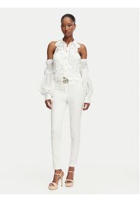 Babylon Spodnie materiałowe W E00057 Kremowy Slim Fit. Kolor: kremowy. Materiał: poliamid #5
