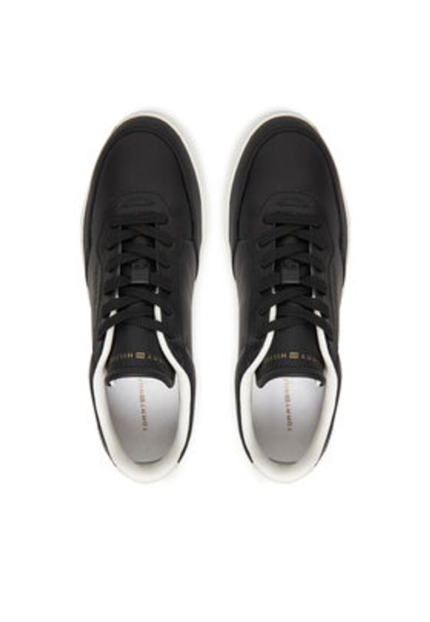 TOMMY HILFIGER - Tommy Hilfiger Sneakersy Casual Cupsole FW0FW08689 Czarny. Okazja: na co dzień. Kolor: czarny. Materiał: skóra
