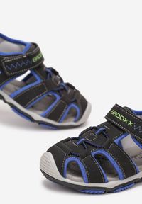 Born2be - Czarno-Niebieskie Sportowe Sandały z Wkładką ze Skóry Naturalnej i Rzepami Docia. Zapięcie: rzepy. Kolor: czarny. Materiał: skóra. Styl: sportowy #3