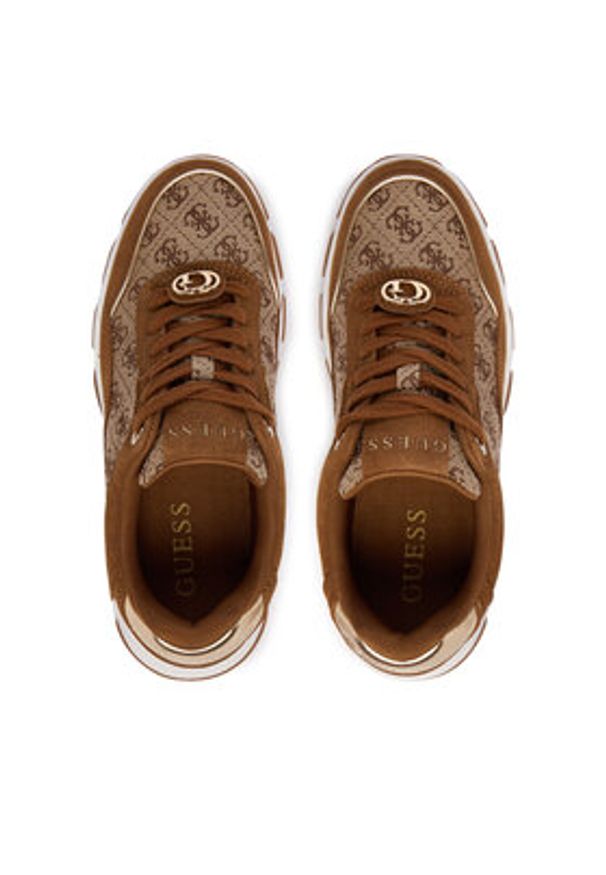Guess Sneakersy FLPBT3 FAL12 Brązowy. Kolor: brązowy. Materiał: materiał
