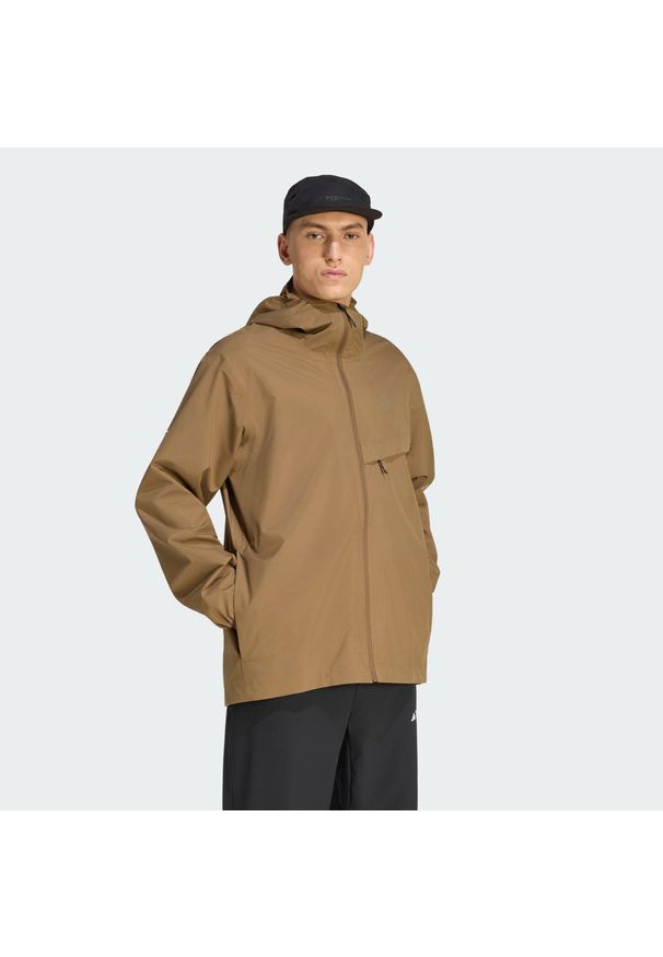 Adidas - Dwuwarstwowa Kurtka Przeciwdeszczowa Terrex Multi Climaproof. Kolor: brązowy. Technologia: ClimaProof (Adidas)