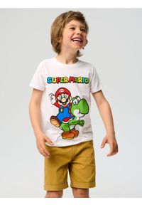 Sinsay - Koszulka Super Mario - biały. Kolor: biały